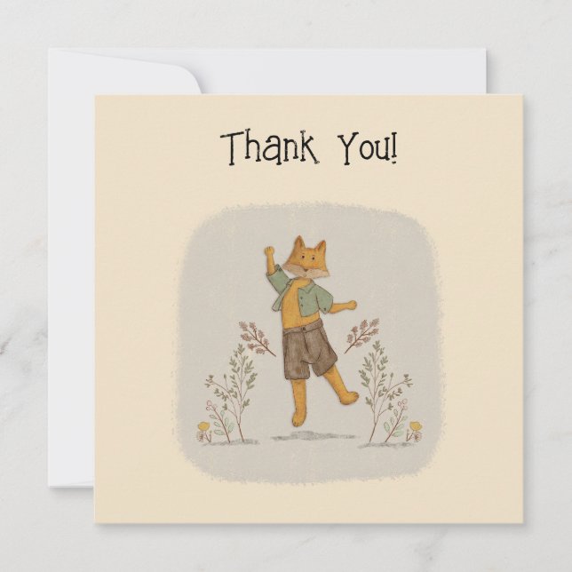 Carte de remerciements d'illustration de la Fox mi (Devant)