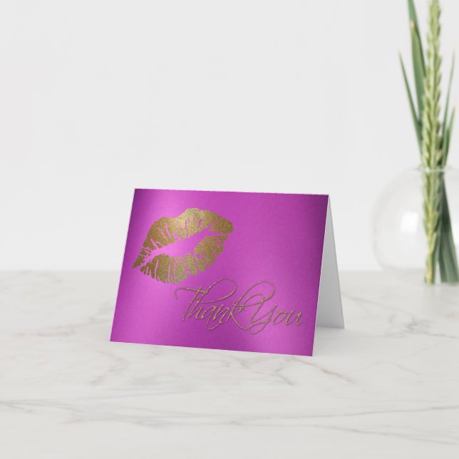 Carte de remerciements d'impression Girl Gold Lip (Devant)