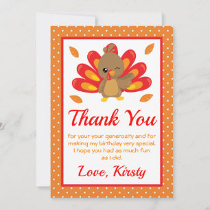 Carte De Remerciements Dinde amusante Anniversaire de Thanksgiving