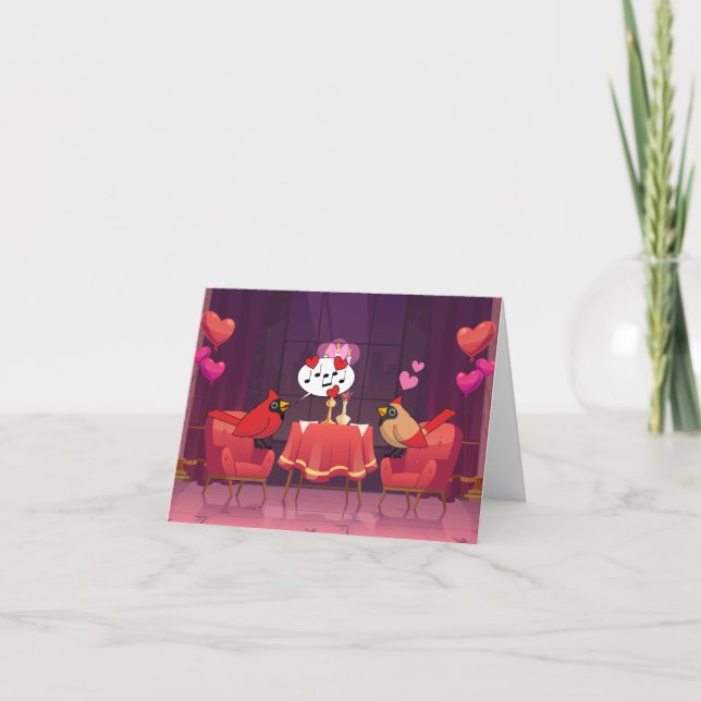 Carte De Remerciements Dîner aux chandelles pour les cardinaux rouges (Devant)