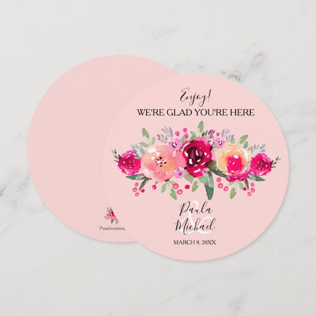 Carte De Remerciements Dîner de répétition du Mariage de plaque ronde (Devant / Derrière)