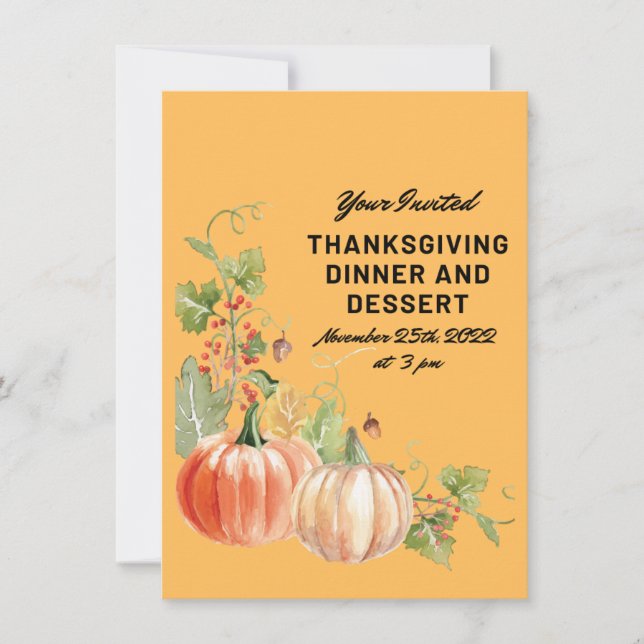 Carte De Remerciements Dîner d'invitation Thanksgiving et dessert (Devant)