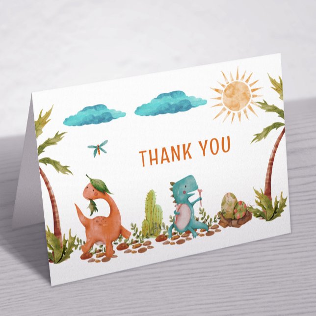 Carte De Remerciements Dino Dinosaur Rex Douche d'anniversaire (Créateur téléchargé)