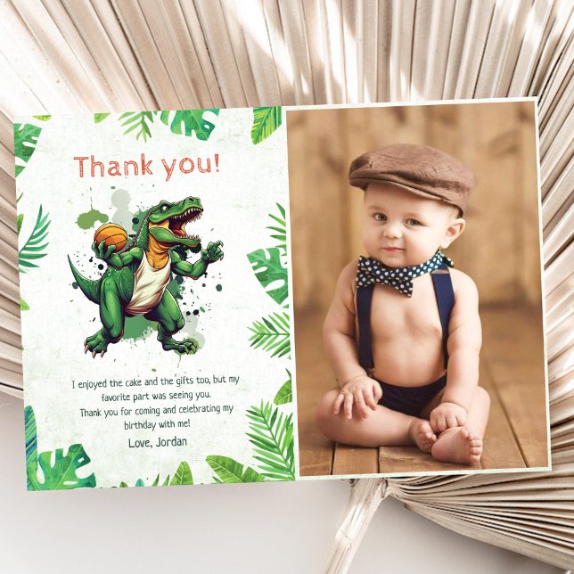 Carte De Remerciements Dinosaur 1er anniversaire de fête Photo (Créateur téléchargé)