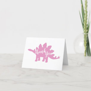 Carte De Remerciements Dinosaur Baby shower Dino Rose Girl