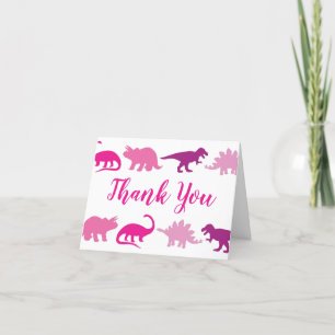 Carte De Remerciements Dinosaur Baby shower Dino Rose Girl