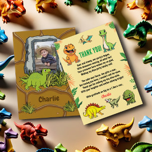 Carte De Remerciements Dinosaur Jurassic Préhistorique Cute Cartoon Photo