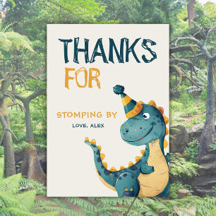 Carte De Remerciements Dinosaur Trex Trois Rex 3e fête d'anniversaire