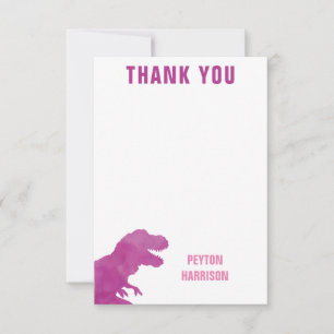 Carte De Remerciements Dinosaure aquarelle violette remerciement personna