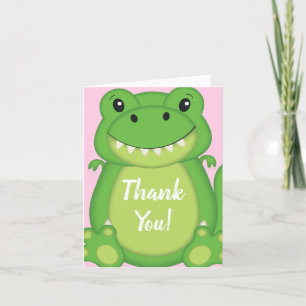 Carte De Remerciements Dinosaure Baby shower T-Rex Rose Girl