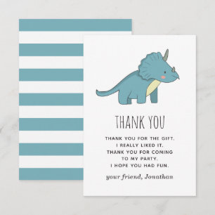 Carte De Remerciements Dinosaure bleu mignon et drôle. Enfants Dino