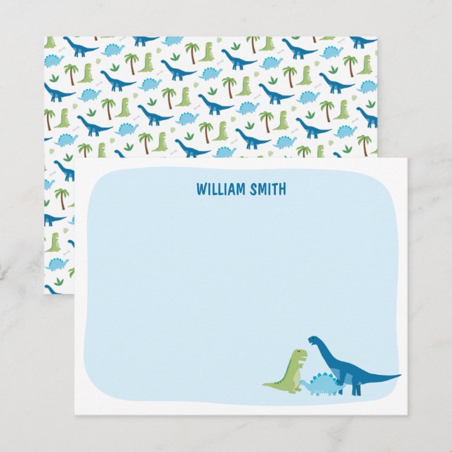 Carte de remerciements Dinosaure personnalisé (Devant / Derrière)