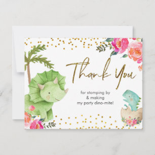 Carte De Remerciements Dinosaure rose