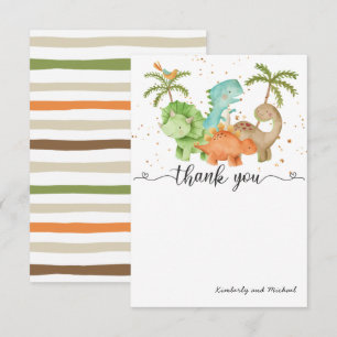Carte De Remerciements Dinosaures Aquarelle Anniversaire   Baby shower Me