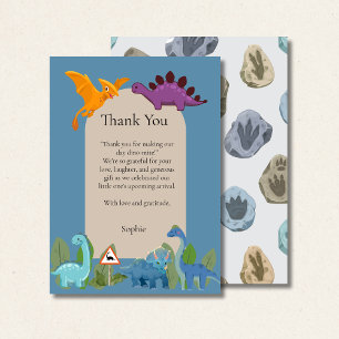 Carte De Remerciements Dinosaures en traversée, Baby Shower T-rex