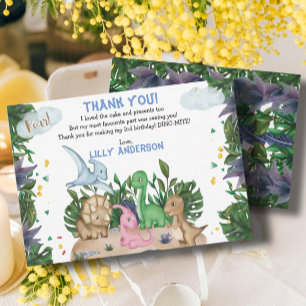 Carte De Remerciements Dinosaures Tropical Cute Jungle Vert Anniversaire