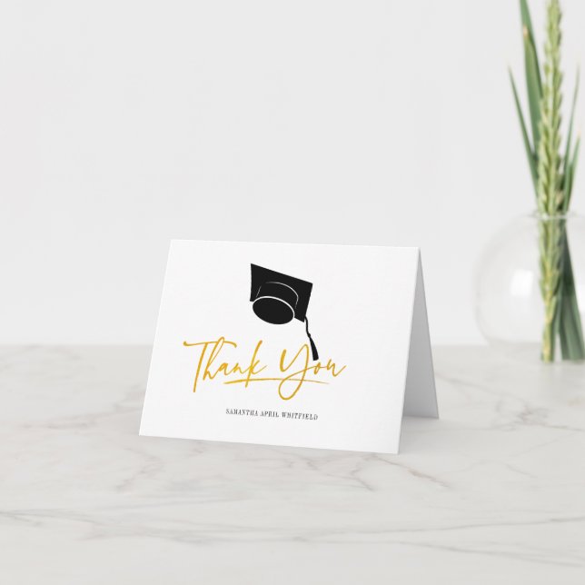Carte De Remerciements Diplôme Cap Tassel Typographie Faux Gold (Devant)