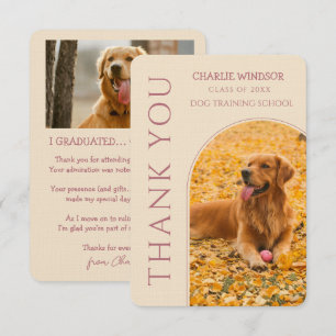 Carte De Remerciements Diplômé Chien Photo de Compagnie Rose Gold & Champ