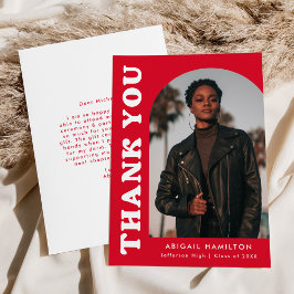 Carte De Remerciements Diplôme de photo Red Offset Arch