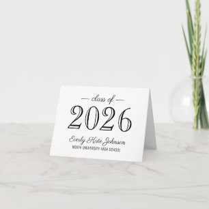 Carte De Remerciements Diplômé Élégant Blanc de la Promotion 2026
