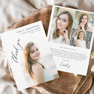 Carte De Remerciements Diplômé en Script moderne Diplôme en photo simple