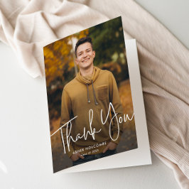 Carte De Remerciements Diplômé en Script moderne Diplôme en photo simple