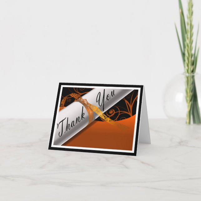 Carte De Remerciements Diplôme orange et blanc (Devant)
