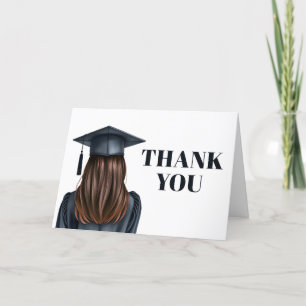 Carte De Remerciements Diplômée moderne personnalisée Femme Diplômée