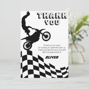 Carte De Remerciements Dirt vélo moto course garçon anniversaire