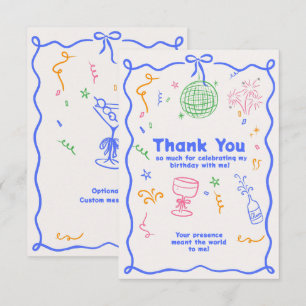Carte De Remerciements Disco Whimsical Anniversaire Pastels Coloré
