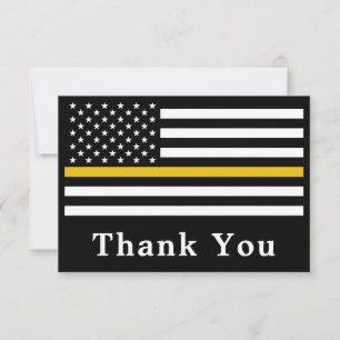 Carte De Remerciements Dispatcher 911 Police d'urgence Ligne mince Or