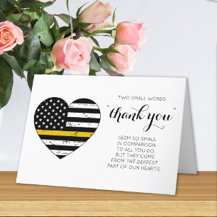 Carte De Remerciements Dispatcher 911 Police Mince Gold Line Coeur
