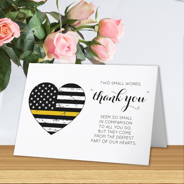 Carte De Remerciements Dispatcher 911 Police Mince Gold Line Coeur (Créateur téléchargé)