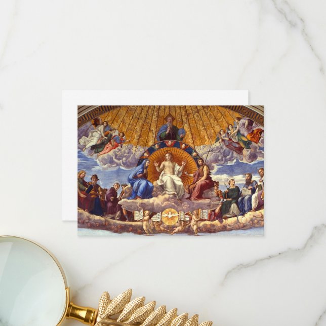 Carte De Remerciements Disputation du Saint Sacrement par Raphael (Devant/Arrière en situation)