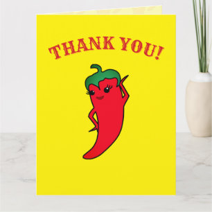 Carte De Remerciements Divine Poivron Rouge Kawaii