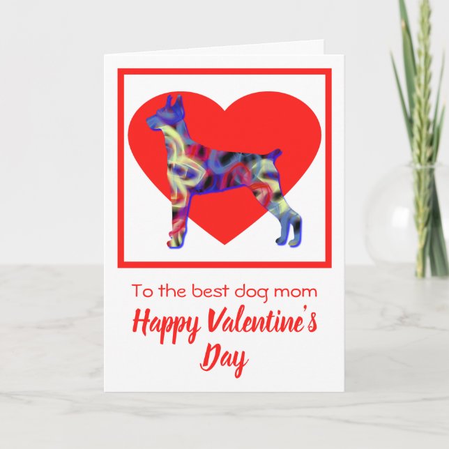 Carte De Remerciements Doberman Pinscher Chien Silhouette Saint-Valentin (Devant)