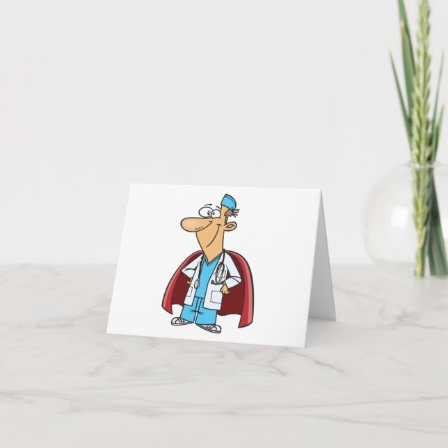Carte De Remerciements Docteur en super-héros (Devant)