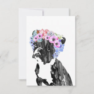 Carte De Remerciements Dog Lover French Bulldog And Flower