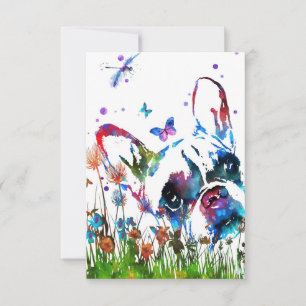Carte De Remerciements Dog Lover French Bulldog et Dragonfly