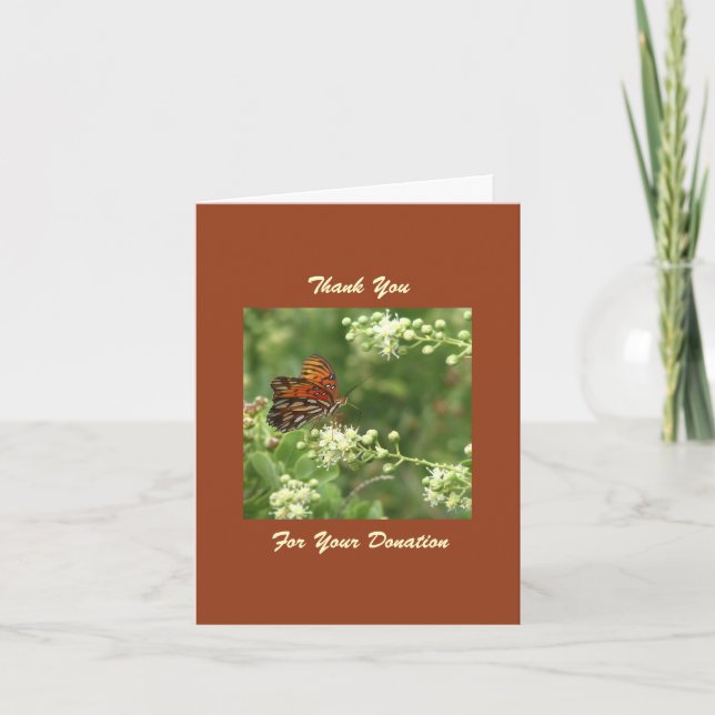 Carte De Remerciements Don commémoratif, Papillon orange (Devant)