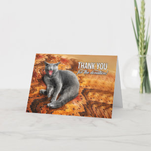 Carte De Remerciements Don Gray Chat sur un donateur Coussin