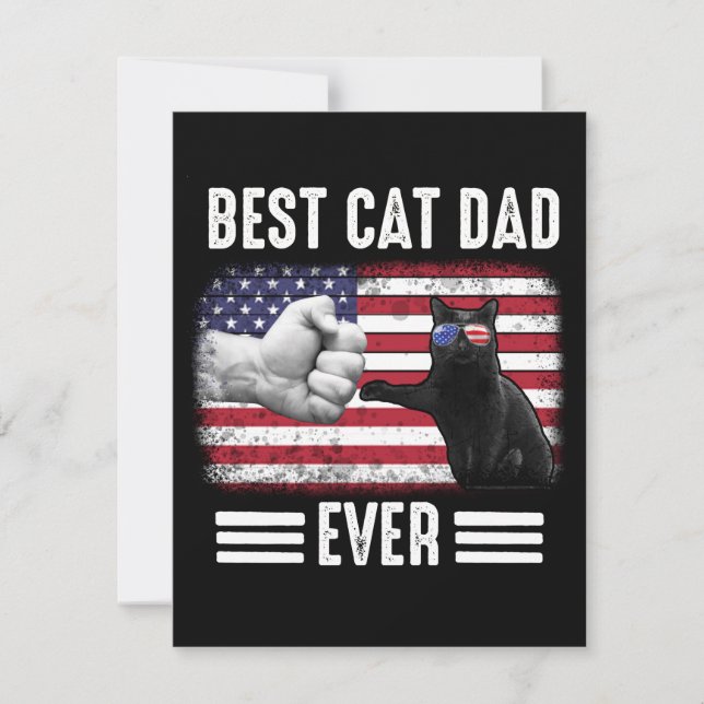 Carte De Remerciements Don papa | Meilleur chat papa jamais Drapeau USA (Devant)