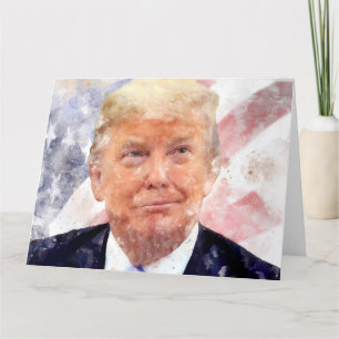 Carte De Remerciements Donald Trump souriant avec le drapeau américain
