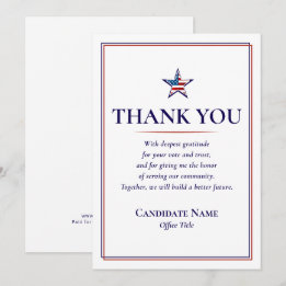 Carte De Remerciements Donneur volontaire patriote soutien post-électoral