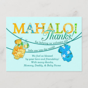 Carte de remerciements d'Onsie Luau Mahalo de
