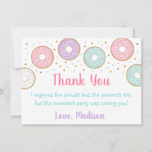 Carte De Remerciements Donut Pink Gold Pastel Anniversaire