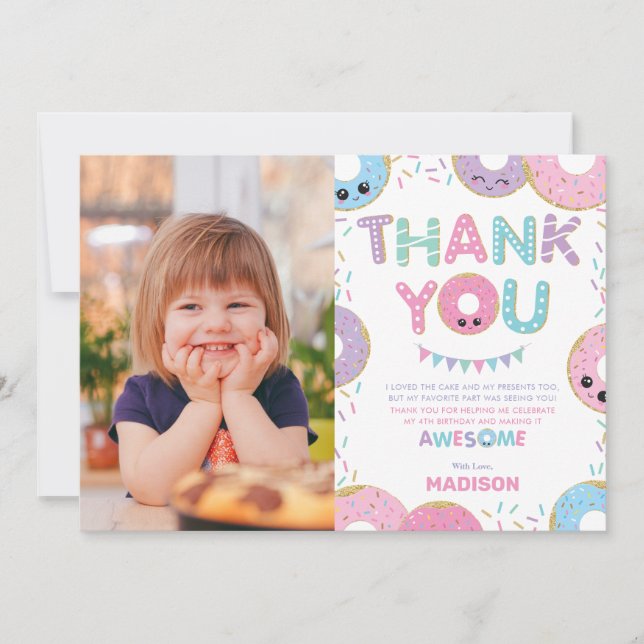 Carte De Remerciements Donuts Doughnut Sprinkles Anniversaire Photo (Devant)