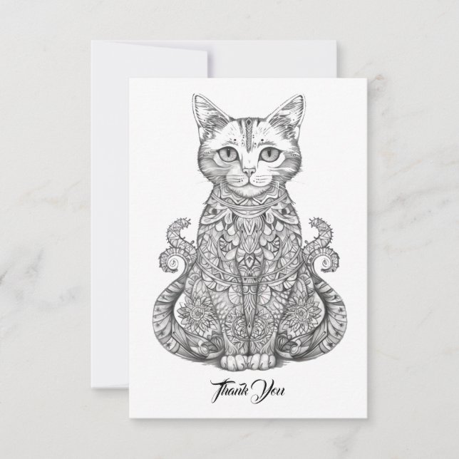 Carte De Remerciements Doodart chat mignon (Devant)