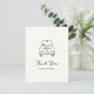 Carte De Remerciements Doodle de voiture tiré à la main Mariage moderne