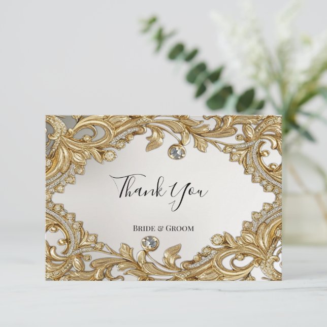 Carte de remerciements d'or décoratif (Debout devant)